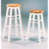 White Solid Wood Stool With Natural Wood Seat 1602(ABC)