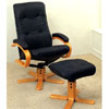 Black Top Grain Leather Leisure Chair With Ottoman 4412 (CO)