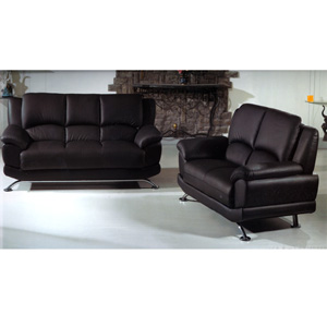 Black Leather Sofa Set S990-B (PK)