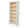 Solid Wood Shaker Bookcase 72 In.H SH-3227A(WFS)