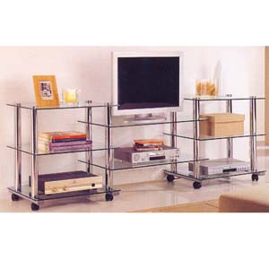 Chrome TV Stand w/Tempered Glass 2023 (ABC)