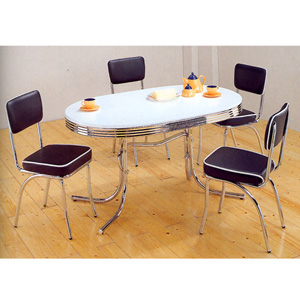 5-Pc Chrome Plated Oval Shaped Dinette Set 2065/2066 (CO)