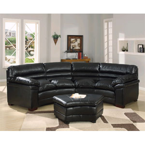 Black Leather Sectional Set 2072-2P (WD)