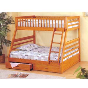 Solid Pine Twin/Full Bunk Bed With 2 Drawers CM-BK601_ (IEM)