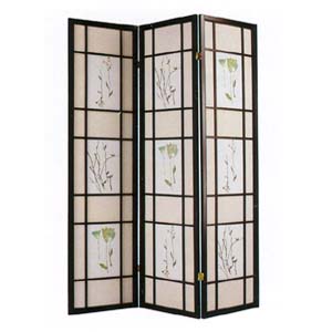 3 Panel Black Finish Wooden Screen 2254 (A)