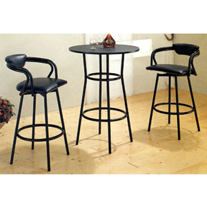 3-PC Black Bar Set With  R Shape Stools 2383-87 (CO)