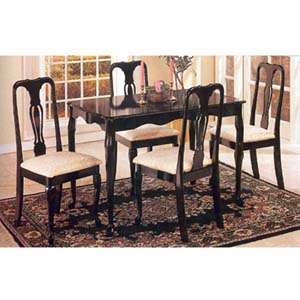 5 -Piece Black Finish Queen Anne Dinette Set 2518BK (A)