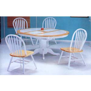 5-Piece Natural/White Finish Dinette Set 9634/9614(WDi)