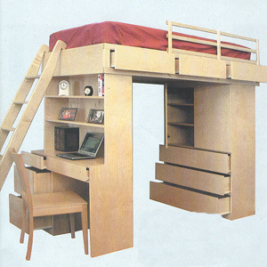 Solid Wood Loft Bed System 263TLB-B