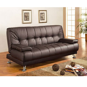 Brown Vinyl Futon Sofa Bed 300148 (CO)