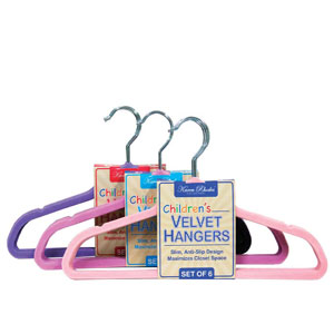 6 Pk. Childrens Velvet Hangers 3225 (KDY)