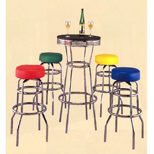 Chrome Bar Table And Stool 5-Piece Set 3253 (IEM)