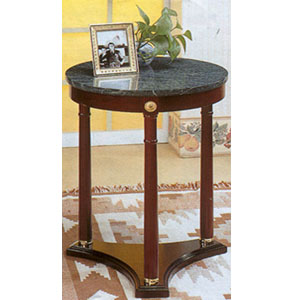 Green Marble Top Stand With Cherry Finish Base 3313 (CO)