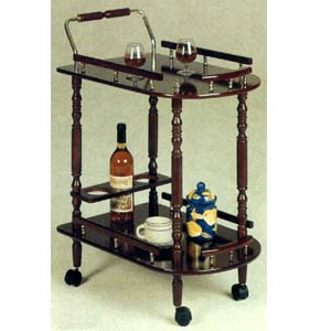 Cherry Finish Serving Cart With Brass Accents 3512 (CO)