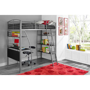 Twin Loft Bed with Integrated Desk and Shelves 4016427(OFS)