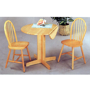 3-Pc Natural Wood Round Table & Chairs 4137/4127 (CO)