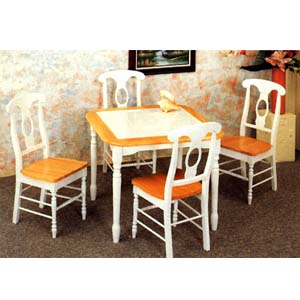 5-Pc Solid Wood Dinette Set In Natural/White 4141-17 (CO)