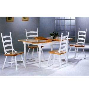 5-Pc Natural/White Solid Wood Dinette Set 4164/4703 (CO)