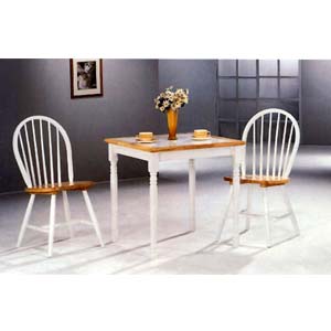 3-Pc Natural/White Table And Chairs Set 4191/4129 (COFS60)