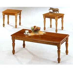 3-Pc Oak Finish Coffee And End Table Set 4324 (CO)