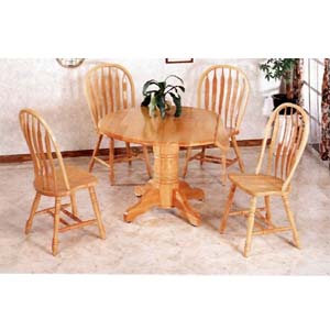 5-Pc Natural Finish Round Dinette Set 4350/4189A (CO)