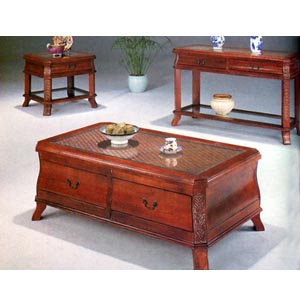 Solid Wood Wicker Brown Coffee Table 4386 (CO)