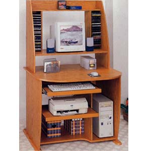 Oak Finish Computer Desk With Bookcase 4513 (CO)