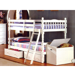 Twin-Twin Spindle Bunk Bed CMBK606W(IEM)