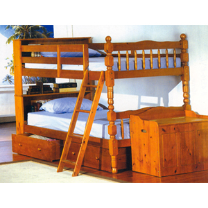 Twin-Twin Spindle Bunk Bed With Bookcase  4521_ (ML)
