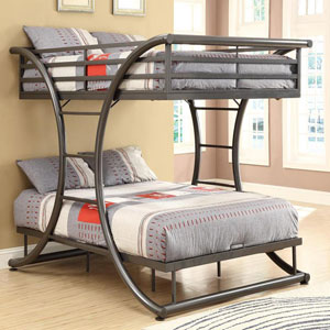 Gunmetal Finish Metal Full Over Full Bunk Bed 460078(CO)