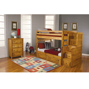 Solid Wood Full/Full  Stairway Bunk Bed 460096/8(CO)