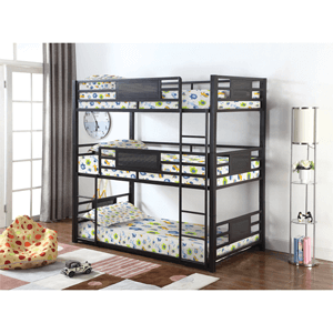 Casual Black Triple Bunk Bed (400 Lbs Weight Capacity)