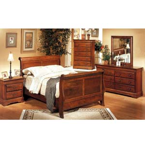 5-Pc Sleigh Bedroom Set In Oak Finish 4781_ (CO)