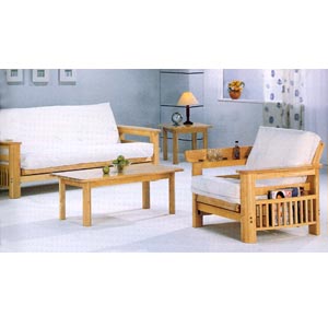 Natural Finish All Wood Futon Sofa 4846 (CO)