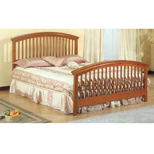 Oak Finish Queen Size Spindle Bed 4886 (CO)