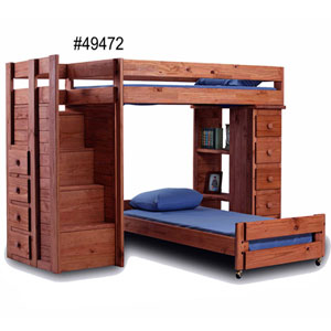 Solid Wood Loft Bed With Stairs 39472_(PC)