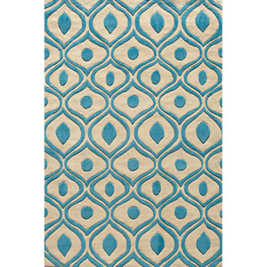 Hand Tufted Modern Waves Teal Polyester Rug 14618629(OFS146)
