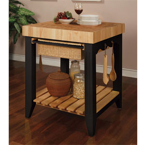 Color Story Black Butcher Block Kitchen Island 502-416 (PW)