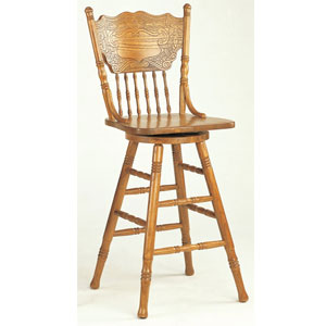 Oak Finish Press Back Bar Stool 5284AN (CO)