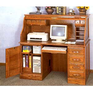 Deluxe Oak Roll Top Computer Desk 5307 (CO)