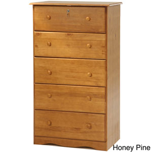 Solid Wood 5-Super Jumbo Drawer Chest with Lock