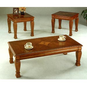 3-Pc Oak Finish Coffee And End Table Set 5736 (CO)