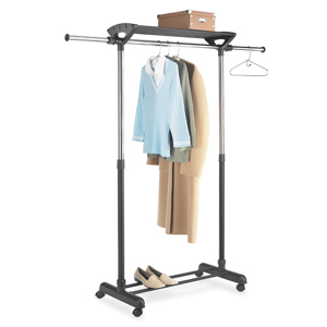 Deluxe Adjustable Garment Rack With Shelf 6021-1751(WT)
