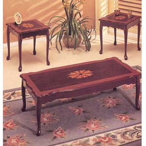 Cherry Coffee/End Table Set W/ Star Design 6025 (A)