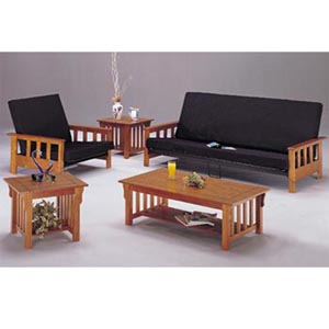 Oak Finish Mission Futon Set 6227