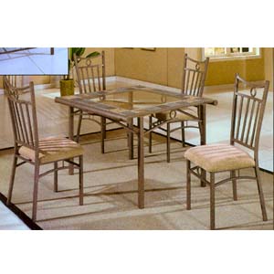 5-Pc Slate/Glass Top Dining Set 6237-45/50 (WD)
