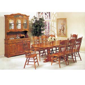 9-Piece Oak Finish Dinette Set 6535 (A)