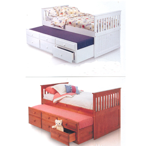 Twin Size Bed w/Trundle & Drawers 6890 (A)