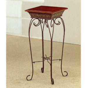 Opulent Brushed Plant Stand With Wood Top 7148 (CO)