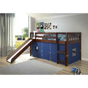 Solid Wood Twin Low Loft Bed Whit Slide 715TCP(WFFS)
